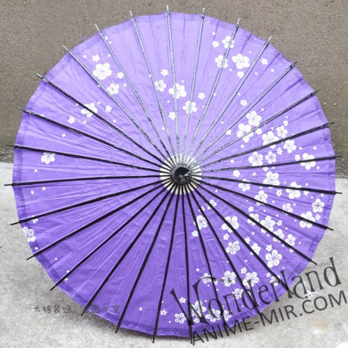 Бумажный Японский зонтик (фиолетовый с маленькими цветами сакуры) / Japanese umbrella